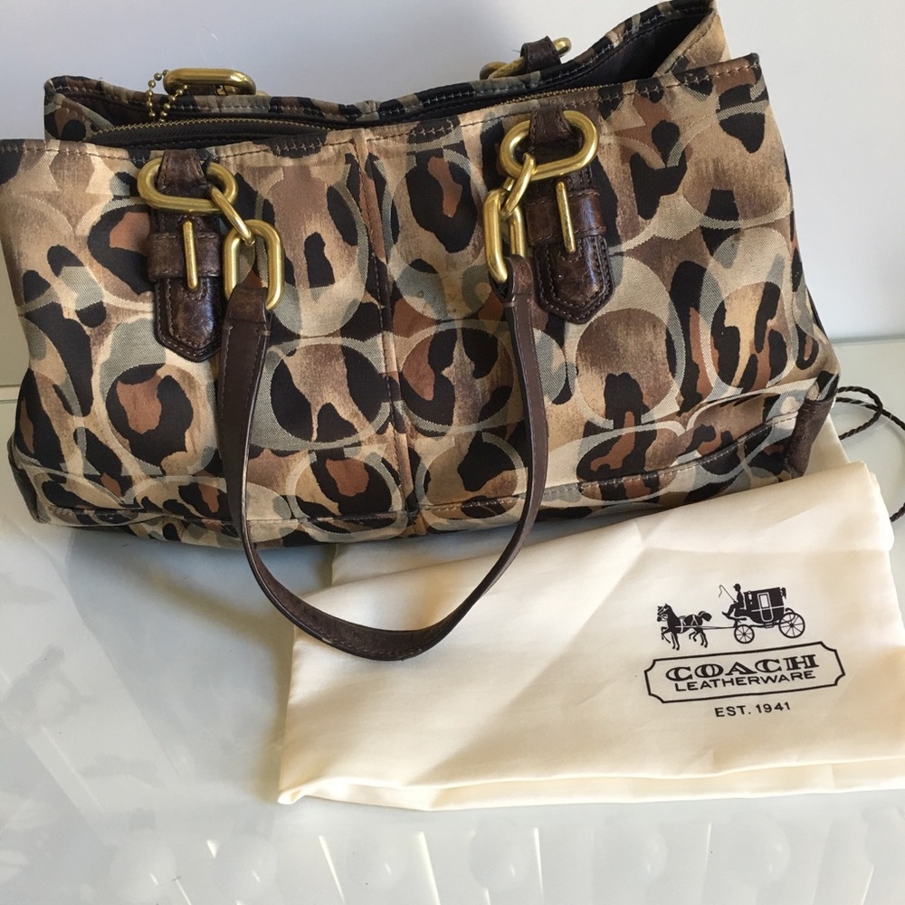 leopard design coach bag